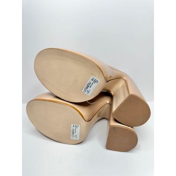 Schutz Mary Jane Pumps Size 8.5B Zayne Tan Patent Leather Platform Block Heel - Picture 10 of 10